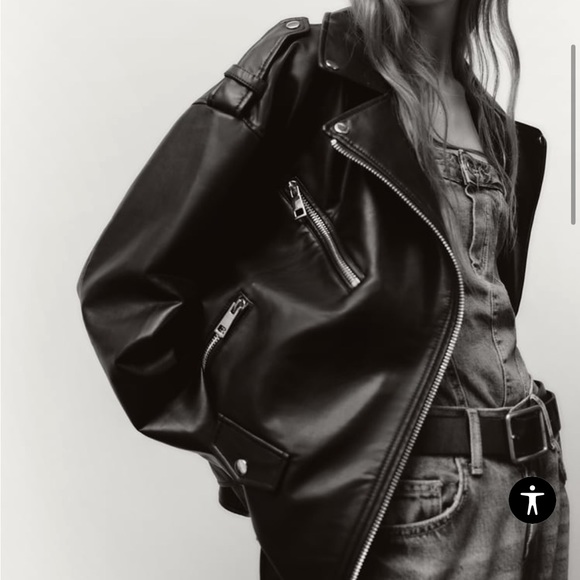 Zara Oversized Faux Leather Jacket - Picture 2 of 10